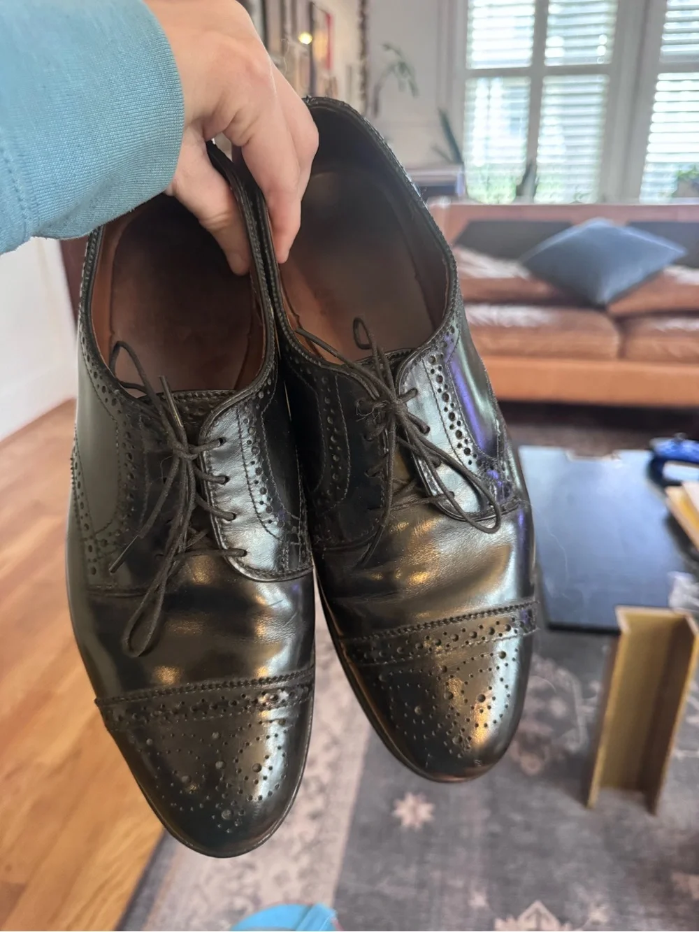 Allen Edmonds Black Leather Wingtip Derby Oxfords